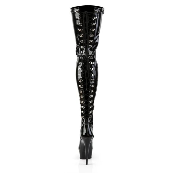 Pleaser Delight 3063 Thigh High Boot Patent Leather 6" Stiletto Platform - Picture 4 of 12